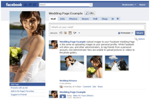 An example of a wedding page on Facebook