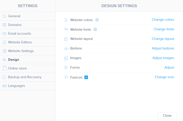 Webnode Design Settings