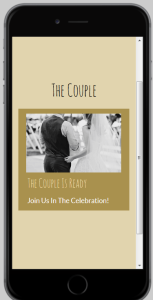 The wedding page displayed on a mobile screen of Wedding Window