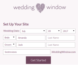 The first steps whe registering to Wedding Window